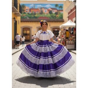 Mexican skirt Pinotepa nacional  razo purple Mexico todo corazon